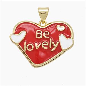 Copper Heart Pendant Red Enamel Be Lovely Gold Plated, approx 18-23mm [FD23177]