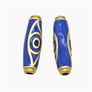 Copper Rice Beads Blue Enamel Evil Eye Large Hole Gold Plated, approx 11-35mm, 2.5mm hole [FD23189]
