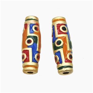 Copper Rice Beads Multicolor Enamel Large Hole Gold Plated, approx 9-27mm, 3mm hole [FD23192]