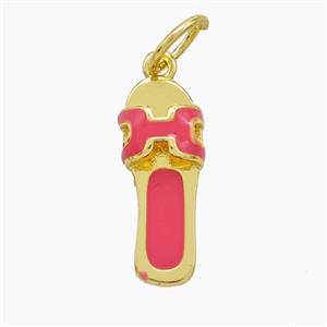 Copper Shoe Pendant Pink Enamel Gold Plated, approx 9-21mm [FD23197]