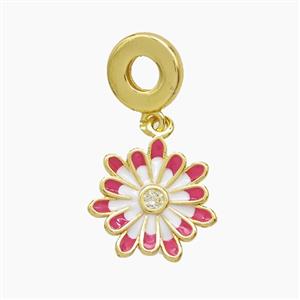 Copper Daisy Flower Pendant Enamel Gold Plated, approx 15mm, 10mm dia [FD23198]