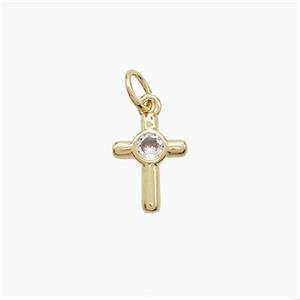Copper Cross Pendant Pave Zirconia Gold Plated, approx 8-11mm [FD23264]