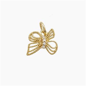 Copper Butterfly Pendant Pave Zirconia Gold Plated, approx 10-11.5mm [FD23278]