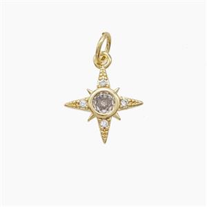 Copper Northstar Pendant Pave Zirconia Gold Plated, approx 12mm [FD23280]