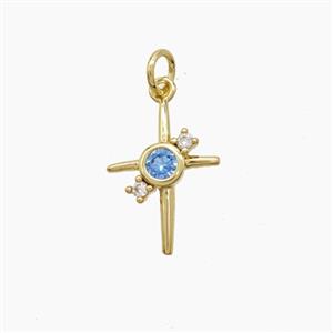 Copper Northstar Pendant Pave Zirconia Gold Plated, approx 12-16mm [FD23285]
