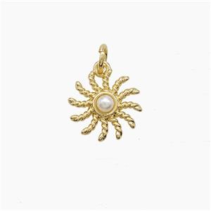 Copper Sun Pendant Pave Resin Gold Plated, approx 12mm [FD23286]