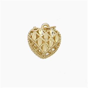 Copper Heart Pendant Hollow Gold Plated, approx 12mm [FD23289]