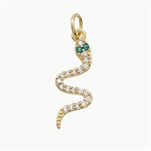 Copper Snake Pendant Pave Zirconia Gold Plated, approx 7-18mm [FD23301]
