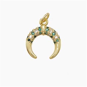 Copper Crescent Moon Pendant Pave Zirconia Gold Plated, approx 14mm [FD23302]