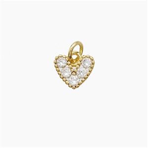 Copper Heart Pendant Pave Zirconia Gold Plated, approx 7.5mm [FD23303]