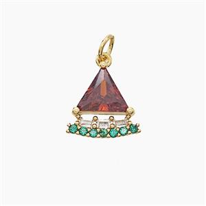 Copper Crown Pendant Pave Zirconia Gold Plated, approx 12-13mm [FD23307]