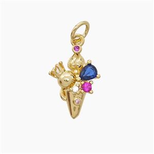 Copper Pendant Pave Zirconia Gold Plated, approx 10-15mm [FD23311]