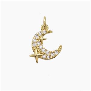Copper Moon Pendant Pave Zirconia Star Gold Plated, approx 11mm [FD23313]