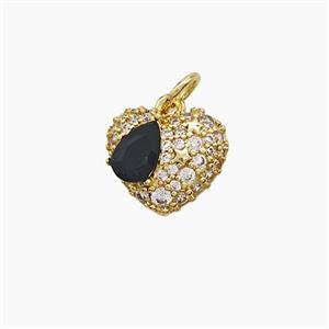 Copper Heart Pendant Pave Zirconia Gold Plated, approx 10-12mm [FD23318]