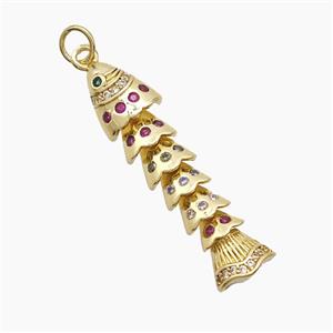 Copper Fish Pendant Pave Zirconia Gold Plated, approx 8-32mm [FD23334]
