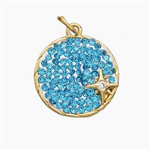 Copper Sun Pendant Pave Zirconia Star Gold Plated, approx 16mm [FD23347]
