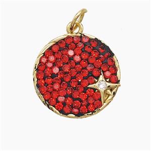 Copper Sun Pendant Pave Zirconia Star Gold Plated, approx 16mm [FD23348]