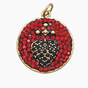 Copper Sun Pendant Pave Zirconia Heart Gold Plated, approx 19mm [FD23349]
