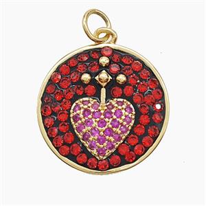 Copper Sun Pendant Pave Zirconia Heart Gold Plated, approx 19mm [FD23350]