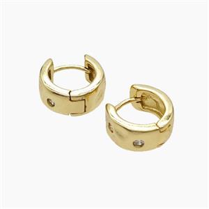 Copper Hoop Earrings Pave Zirconia Gold Plated, approx 12mm [FD23387]