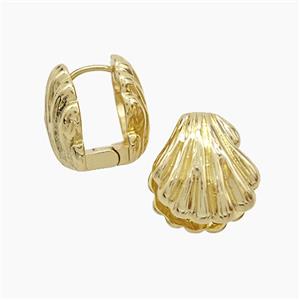 Copper Scallop Shell Latchback Earrings Gold Plated, approx 14-15mm [FD23388]
