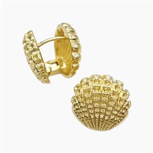 Copper Scallop Shell Latchback Earrings Gold Plated, approx 14-16mm [FD23389]