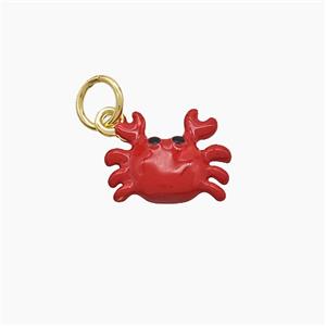 Copper Crab Pendant Red Enamel Gold Plated, approx 9-11mm [FD23391]