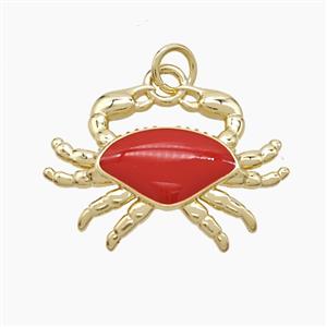 Copper Crab Pendant Red Enamel Gold Plated, approx 17-23mm [FD23392]