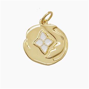 Copper Loach Pendant Star White Enamel Gold Plated, approx 15mm [FD23395]