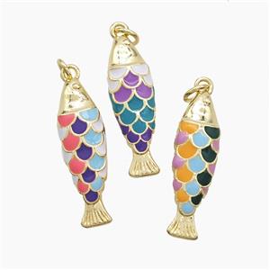 Copper Fish Pendant Multicolor Enamel Gold Plated Mixed, approx 8-27mm [FD23412]