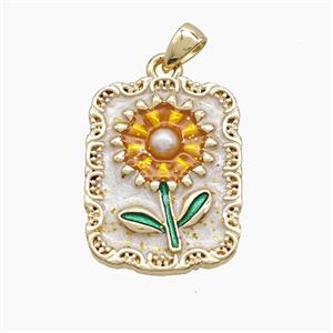 Copper Sunflower Pendant Painted Gold Plated, approx 15-20mm [FD23419]