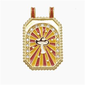 Copper Mushroom Pendant Enamel Rectangle 2loops Gold Plated, approx 18-30mm [FD23425]