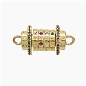 Copper Tube Connector Pave Zirconia Gold Plated, approx 12-25mm [FD23430]