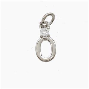 Copper Letter-O Pendant Pave Zirconia Platinum Plated, approx 6-10mm [FD23516]
