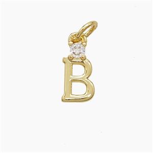 Copper Letter-B Pendant Pave Zirconia Gold Plated, approx 6-10mm [FD23530]