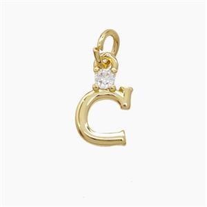 Copper Letter-C Pendant Pave Zirconia Gold Plated, approx 6-10mm [FD23531]