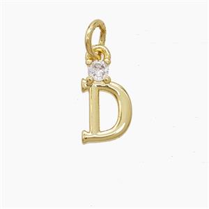 Copper Letter-D Pendant Pave Zirconia Gold Plated, approx 6-10mm [FD23532]