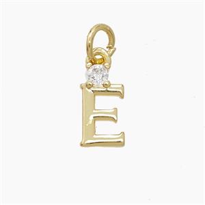 Copper Letter-E Pendant Pave Zirconia Gold Plated, approx 6-10mm [FD23533]