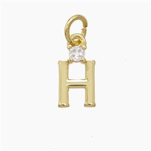 Copper Letter-H Pendant Pave Zirconia Gold Plated, approx 6-10mm [FD23536]
