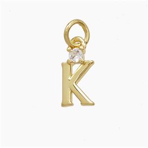 Copper Letter-K Pendant Pave Zirconia Gold Plated, approx 6-10mm [FD23539]