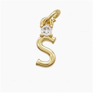 Copper Letter-S Pendant Pave Zirconia Gold Plated, approx 6-10mm [FD23547]