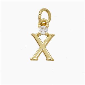 Copper Letter-X Pendant Pave Zirconia Gold Plated, approx 6-10mm [FD23552]