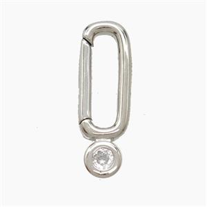 Copper Carabiner Clasp Pendant Pave Zirconia Platinum Plated, approx 7-20mm [FD23558]