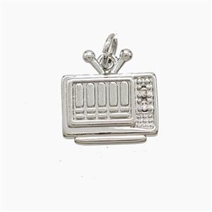 Copper Television Pendant Pave Zirconia Platinum Plated, approx 13-14mm [FD23568]
