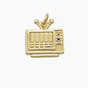 Copper Television Pendant Pave Zirconia Gold Plated, approx 13-14mm [FD23569]