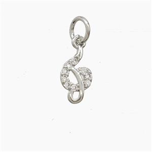 Copper Hook Pendant Pave Zirconia Platinum Plated, approx 6-10mm [FD23572]