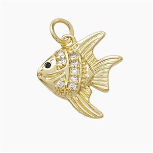 Copper Fish Pendant Pave Zirconia Gold Plated, approx 16mm [FD23581]