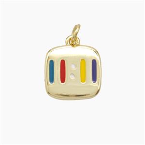 Copper Numbers Pendant Double Eleven 11 Multicolor Enamel Gold Plated, approx 13mm [FD23620]