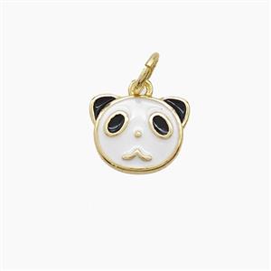 Copper Panda Pendant White Black Enamel Gold Plated, approx 9-11mm [FD23621]