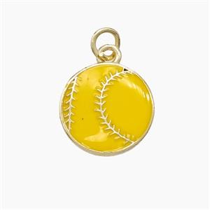 American Football Charms Copper Rugby Pendant Yellow Enamel Sport Gold Plated, approx 14mm [FD23626]